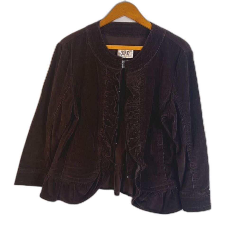 LAL Live a Little Corduroy Ruffled‎ Front Lightweight Casual Jacket Size Medium